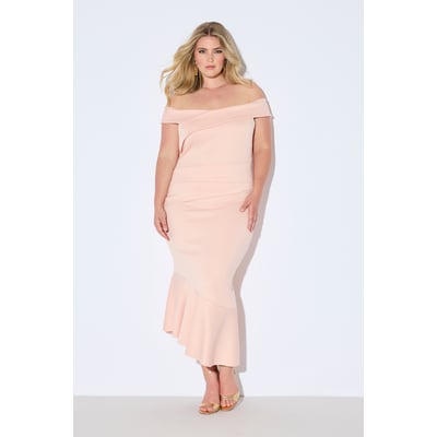 Robe maxi en tissu scuba. Encolure carmen ULLA POPKEN