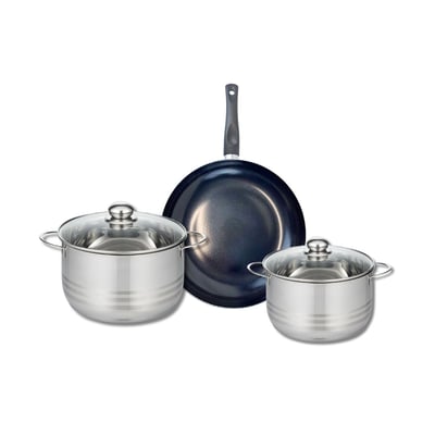 Batterie 1 poêle 28cm + 2 faitouts 20/24cm PRIMA BRILLANT ELO