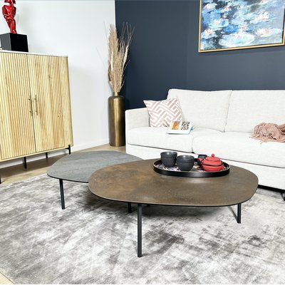 Table basse gigogne en céramique finition ardoise et rouille (lot de 2) LOMBARDIE PIER IMPORT