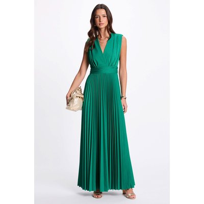 Robe longue droite plissée MORGAN