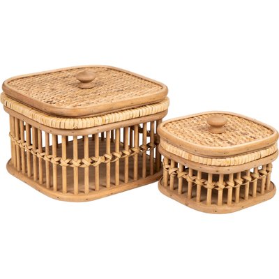 boîte déco en rotin et bois style naturel pour rangement maison RECOLLECTION