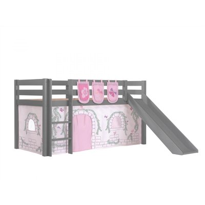 Lit Enfant Surélevé Avec Toboggan Pino + Rideau de lit et 3 pochettes Birdy VIPACK