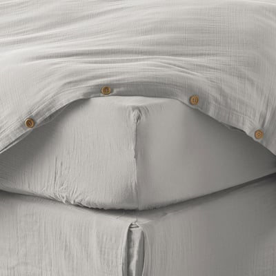 Drap housse en double gaze de coton avec bonnet 30cm Terra EDEN