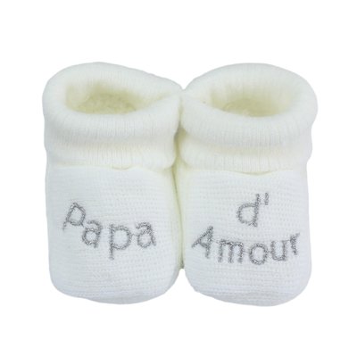 Chaussons naissance - message Papa d'Amour TROIS KILOS SEPT
