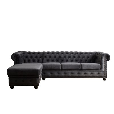 Canapé d'Angle gauche en Velours 4 places - WILLIAM LISA DESIGN