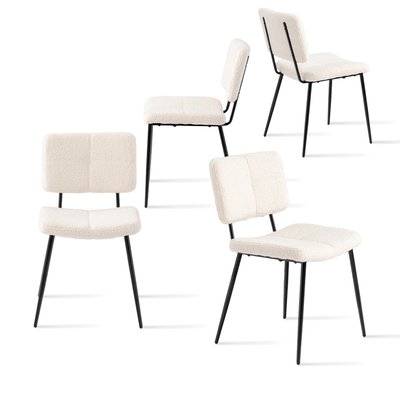 Lot de 4 chaises de salle à manger en bouclette industriel,Pomona MEUBLES COSY