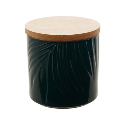 Medium Bali Dark Green Storage Canister with Bamboo Lid SO'HOME