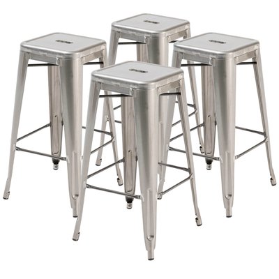 Lot de 4 tabourets en métal mat, INDUS OVIALA