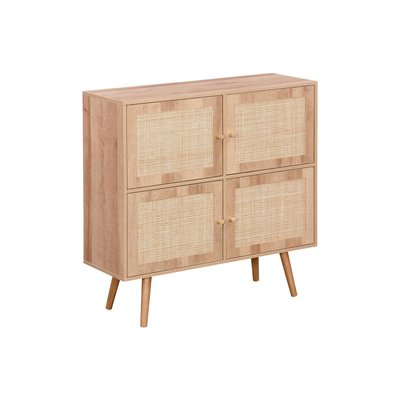 Commode enfant effet bois et cannage 4 portes BOHÈME SWEEEK