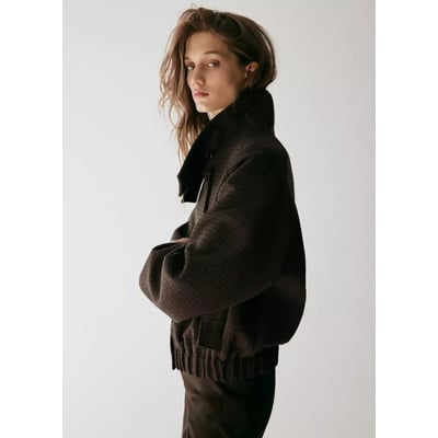 Veste à carreaux col cheminée MANGO