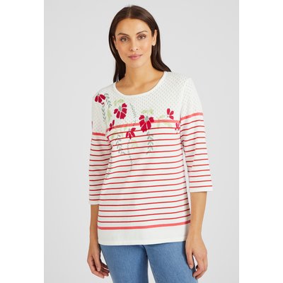 Pull uni et rayé imprimé floral DAMART
