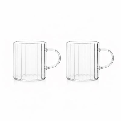 Lot de 2 tasses 10cl en verre borosilicate avec anse, LEIA OGO LIVING