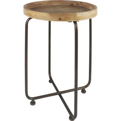 Table dappoint bois métal finition naturelle et bronze RECOLLECTION