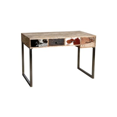 Bureau en manguier et peau de vache AUBRY GASPARD