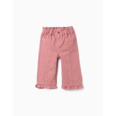 Pantalon à jambe large en sergé avec volants ZIPPY