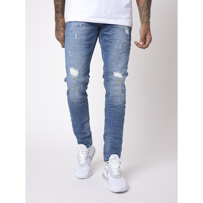 Jean slim basic bleu effet usé et tacheté PROJECT X