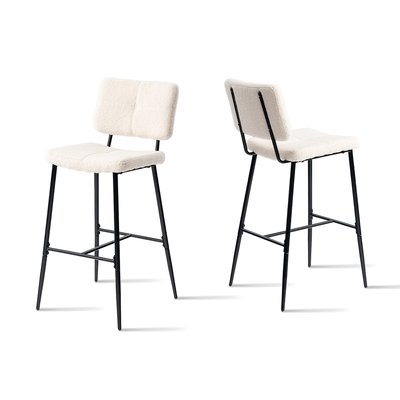Lot de 2 tabourets de bar en bouclette industriel,Pomona MEUBLES COSY