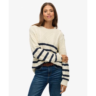 Pull torsadé à col rond SUPERDRY