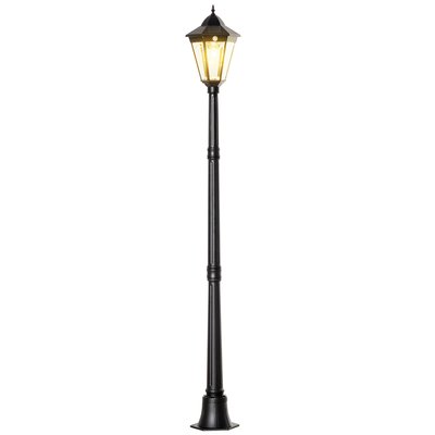 Lampadaire lanterne LED jardin - capteur, réglable - H. 1,96 m - alu noir OUTSUNNY