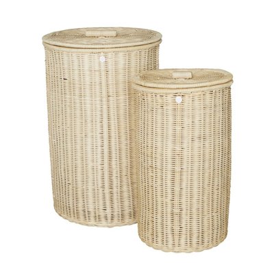 Panier à linge rond rotin lot de 2 KOK