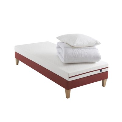 Ensemble matelas 100% latex, sommier, pieds, couette et oreiller Crépuscule 200 SOMEO
