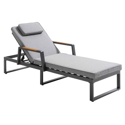 Bain de soleil en aluminium et en teck, inclinable 5 positions, LAGOA OVIALA