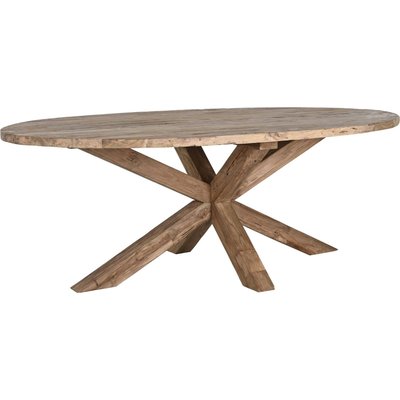 Table ovale en teck recyclé style naturel salle à manger RECOLLECTION
