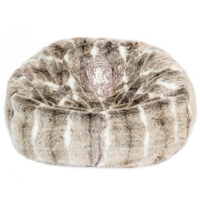 Pouf imitation fourrure avec broderie MX HOME
