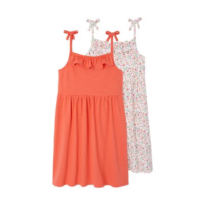 Lot de 2 robes à bretelles 1 imprimée + 1 unie VERTBAUDET