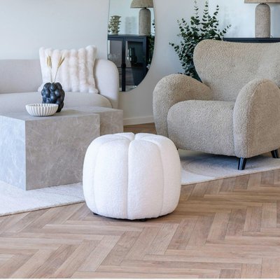 Pouf en tissu blanc cassé BERLIN PIER IMPORT