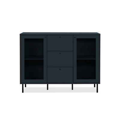 Buffet vitrine bleu sombre 2 portes 3 tiroirs RAVEN PIER IMPORT