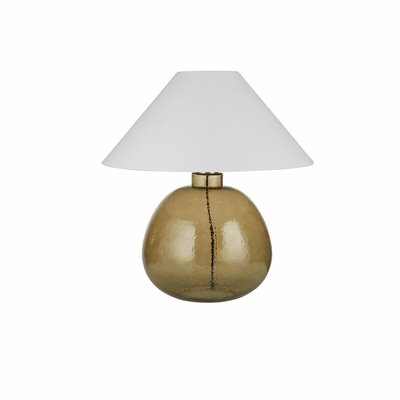 Large Green Glass Table Lamp with Tapered Shade SO'HOME