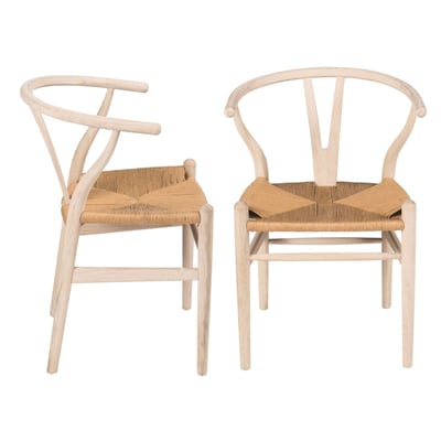 Lot de 2 Chaises en chêne blanchie et cannage - OSLO SIGNATURE