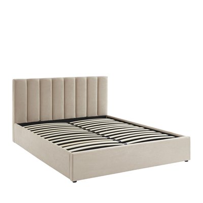 Lit coffre matelassé en tissu 160x200cm- BILLIE DRAWER
