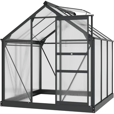 Serre de jardin polycarbonate alu. Gris OUTSUNNY