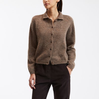 Anouk Buttoned Polo Cardigan in Alpaca Mix DES PETITS HAUTS
