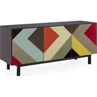 Buffet en verre et métal design géométrique RECOLLECTION