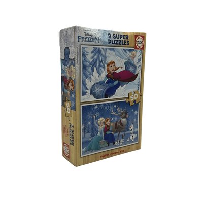 2 Super Puzzles en bois La Reine des Neiges Disney 2X50 Pièces - Bon état EDUCA