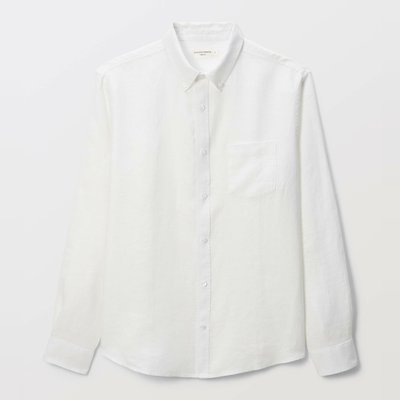 Chemise manches longues en lin col boutonné MONOPRIX