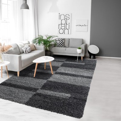 Tapis poils longs shaggy tissé motif géométrique RECTAN UN AMOUR DE TAPIS