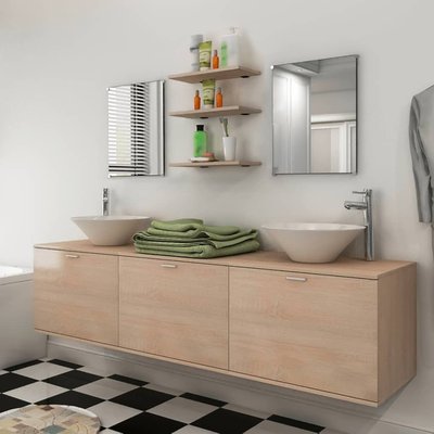 Ensemble meuble de salle de bain avec vasques et miroirs HOME MAISON