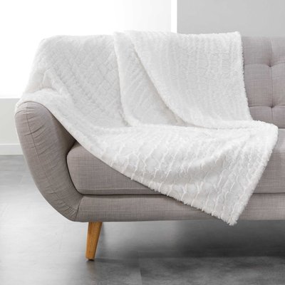 Plaid Couverture a poil doux 125 x 150 cm imitation fourrure Simba Naturel DOUCEUR D'INTÉRIEUR