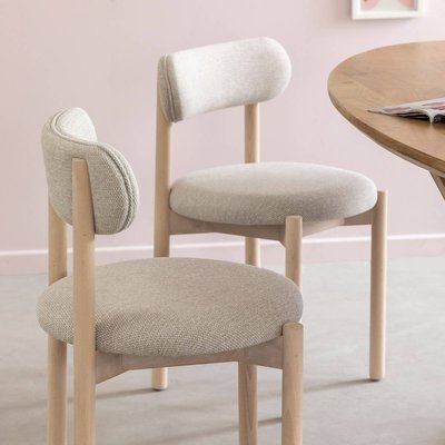 Chaise en bois de hêtre clair et tissu (lot de 2) ALINE MADE IN MEUBLES 