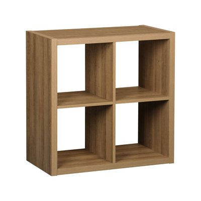 Etagère bibliothèque décor bois cubique 2 niveaux 4 compartiments BASIKS SWEEEK