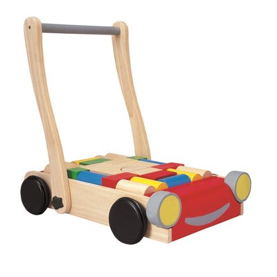 Chariot de marche avec cubes PLAN TOYS
