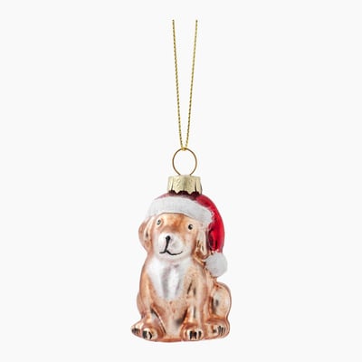 Lot de 6 - Ornement chien bonnet père noel MONOPRIX