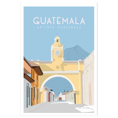 Affiche voyage Antigua Guatemala HEXOA