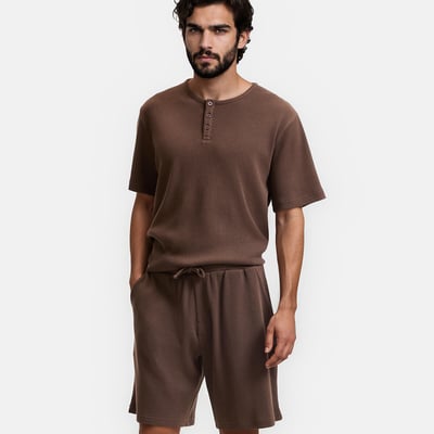 Piżama z krótkim rękawem i kołnierzykiem typu grandad z bawełny organicznej LA REDOUTE COLLECTIONS