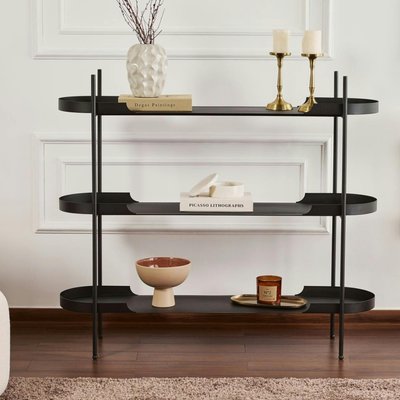 Étagère métal noir 3 plateaux bords ronds – esprit loft SFAX PIER IMPORT
