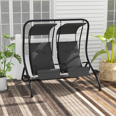 Balancelle de jardin 2 places indépendantes avec toit acier polyester OUTSUNNY